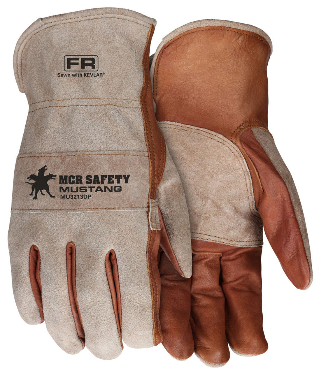MCR Mustang Leather Drivers - Utility Work Gloves - Select Grain Cowskin - Double Palm - Second Layer of Split Leather for Double Palm Protection - Box of 12