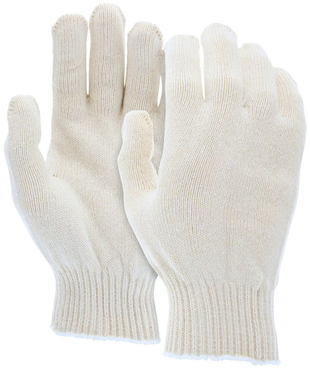 MCR String Knit Work Gloves - 10 Gauge Economy Weight - Natural Cotton Polyester - Hemmed Cuff - Multi-purpose Gloves - Box of 12