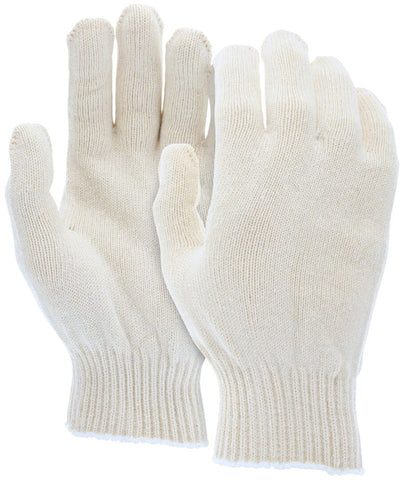 MCR String Knit Work Gloves - 10 Gauge Economy Weight - Natural Cotton Polyester - Hemmed Cuff - Multi-purpose Gloves - Box of 12