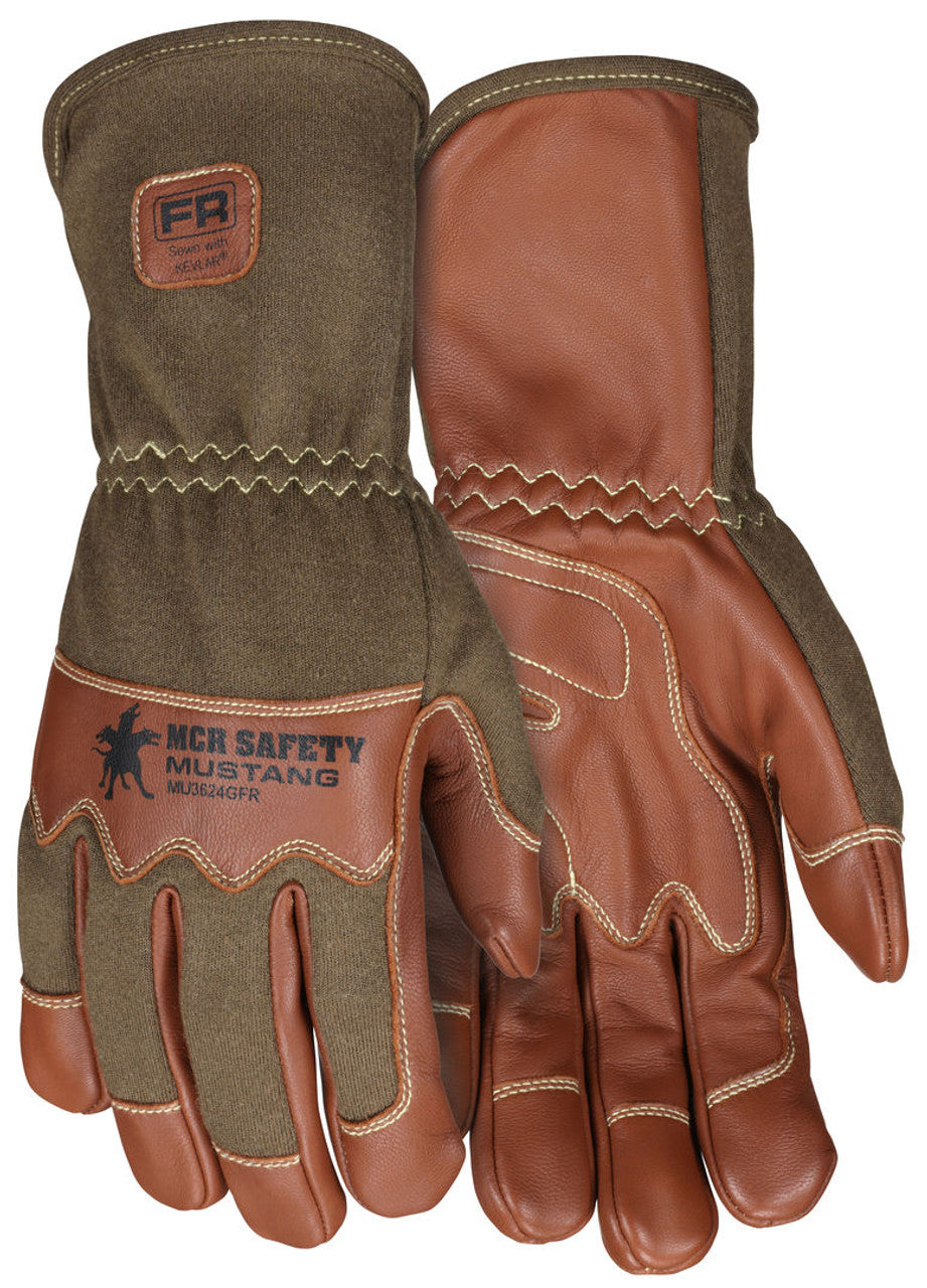 MCR Mustang Utility Leather Drivers Work Gloves - Grain Goatskin with Double Palm