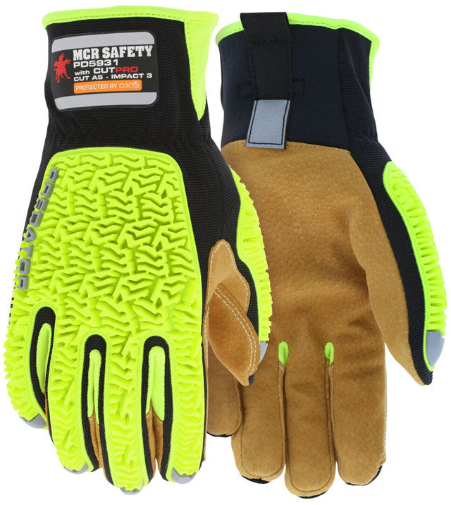 MCR Predator® Impact Mechanics Gloves - Sasquatch® Leather Palm Work Gloves - TPR Back of Hand Protection - Box of 12