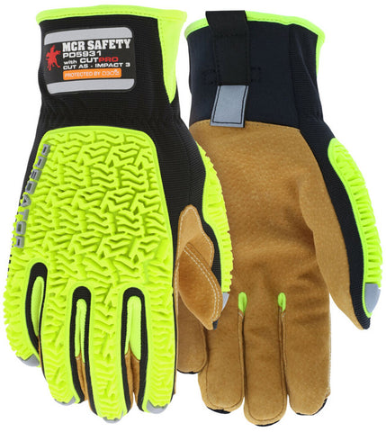 MCR Predator® Impact Mechanics Gloves - Sasquatch® Leather Palm Work Gloves - TPR Back of Hand Protection - Box of 12