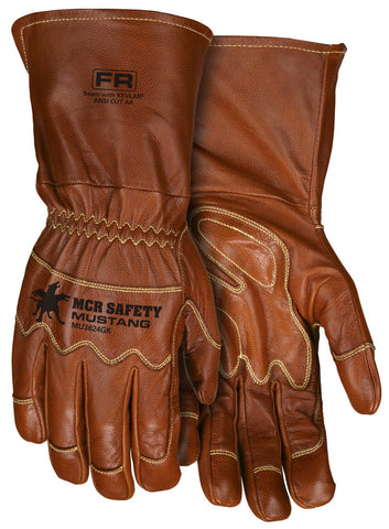 MCR Mustang Utility Leather Work Gloves - Premium A Grade Grain Goatskin - Double Palm