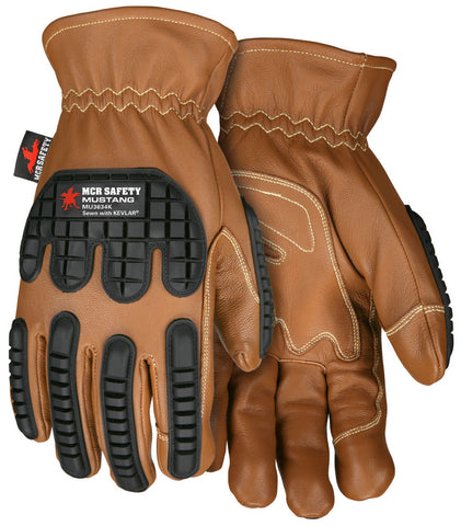 MCR Mustang Utility Leather Drivers Work Gloves - Grain Goatskin - Double Palm