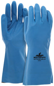 MCR NitriShield™ Gloves - Unlined Blue Nitrile Gloves - 12-Inches in Length -15 mil Thickness - Box of 12