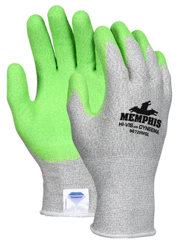 MCR Safety CutPro® - 13-Gauge Dyneema® Diamond Technology Shell - Cut Resistant Work Gloves - Hi-Vis Green Latex Coated Palm and Fingertips - Box of 12