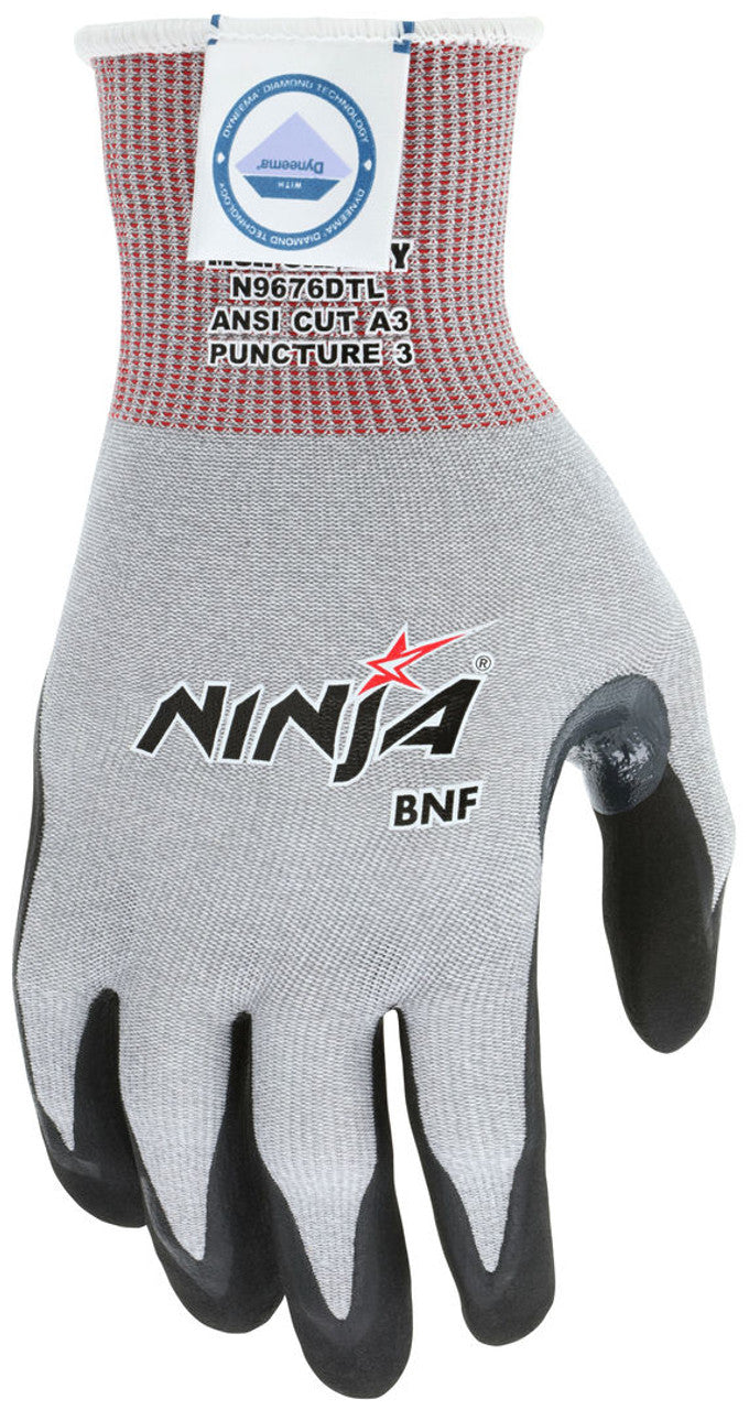 MCR Safety CutPro® - Ninja BNF Cut Resistant Work Gloves - 15 Gauge Dyneema® Diamond Technology - NFT® Coated Palm and Fingertips - Nitrile Reinforced Thumb Crotch - Box of 12