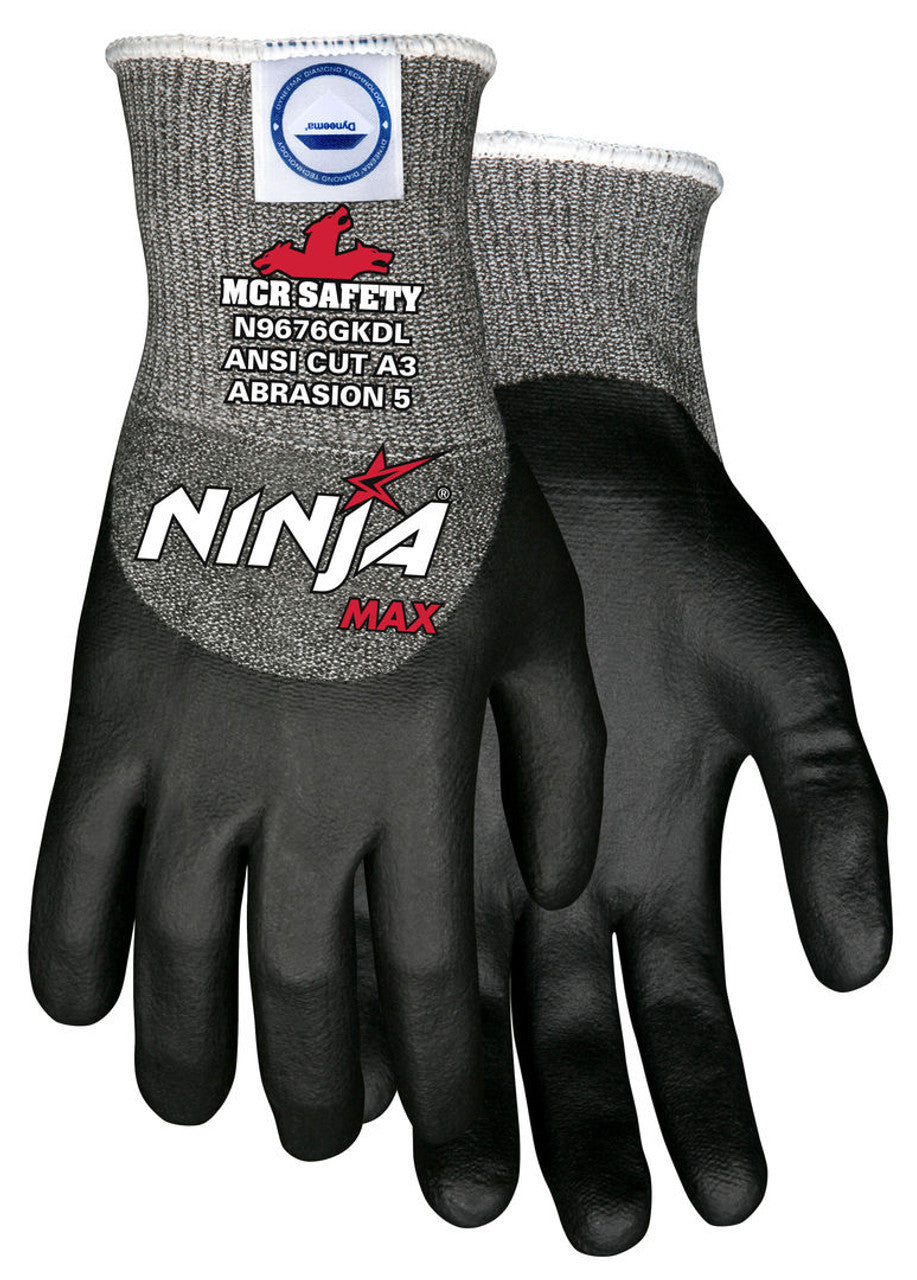 MCR Safety CutPro® - Ninja® Max Cut-Resistant Work Gloves - 10-Gauge Dyneema® Diamond Technology - Bi-Polymer Coated Palm, Fingertips, and Over-the-Knuckles
