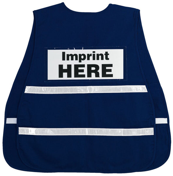 MCR Blue Incident Command Safety Vest - Polyester Cotton Fabric - 1 Inch White Reflective Stripes - Hook and Loop Front Closure - Part# ICV203