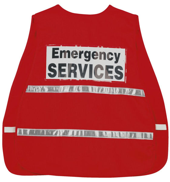 MCR Red Incident Command Safety Vest - Polyester Cotton Fabric - 1 Inch White Reflective Stripes - Hook and Loop Front Closure - Part# ICV204