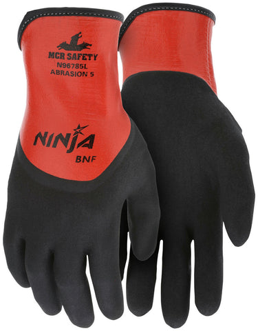 MCR Ninja® BNF Work Gloves - 18 Gauge Nylon / Spandex Shell - Fully Coated with Red Flat Nitrile - Box of 12