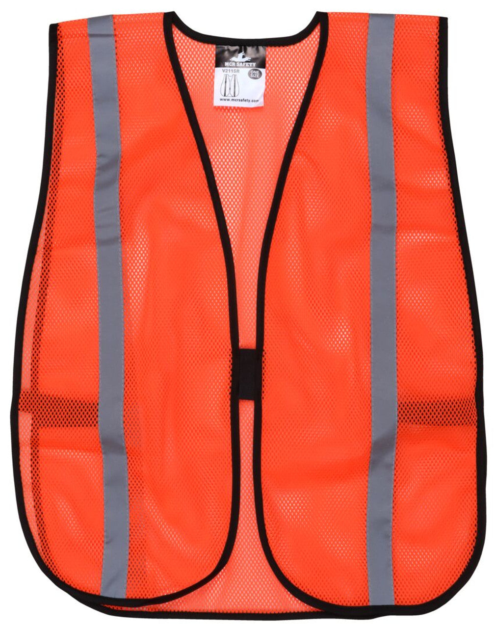 MCR Orange Mesh Safety Vest - 1 Inch Silver Reflective Stripes - Breathable Light Weight Polyester Mesh Fabric - General Purpose Non-ANSI Rated - Box of 12 - Part# V211SR