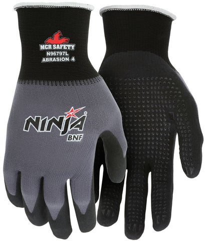 MCR Ninja ® BNF Work Gloves - 15 Gauge Nylon / Spandex NFT® Coated Palm and Fingertips with Dots - Box of 12