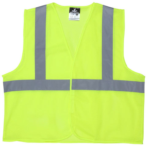 MCR Hi-Vis Reflective Lime Safety Vest - Meets ANSI/ISEA 107 2020 Standard - Type R Class 2 Compliant