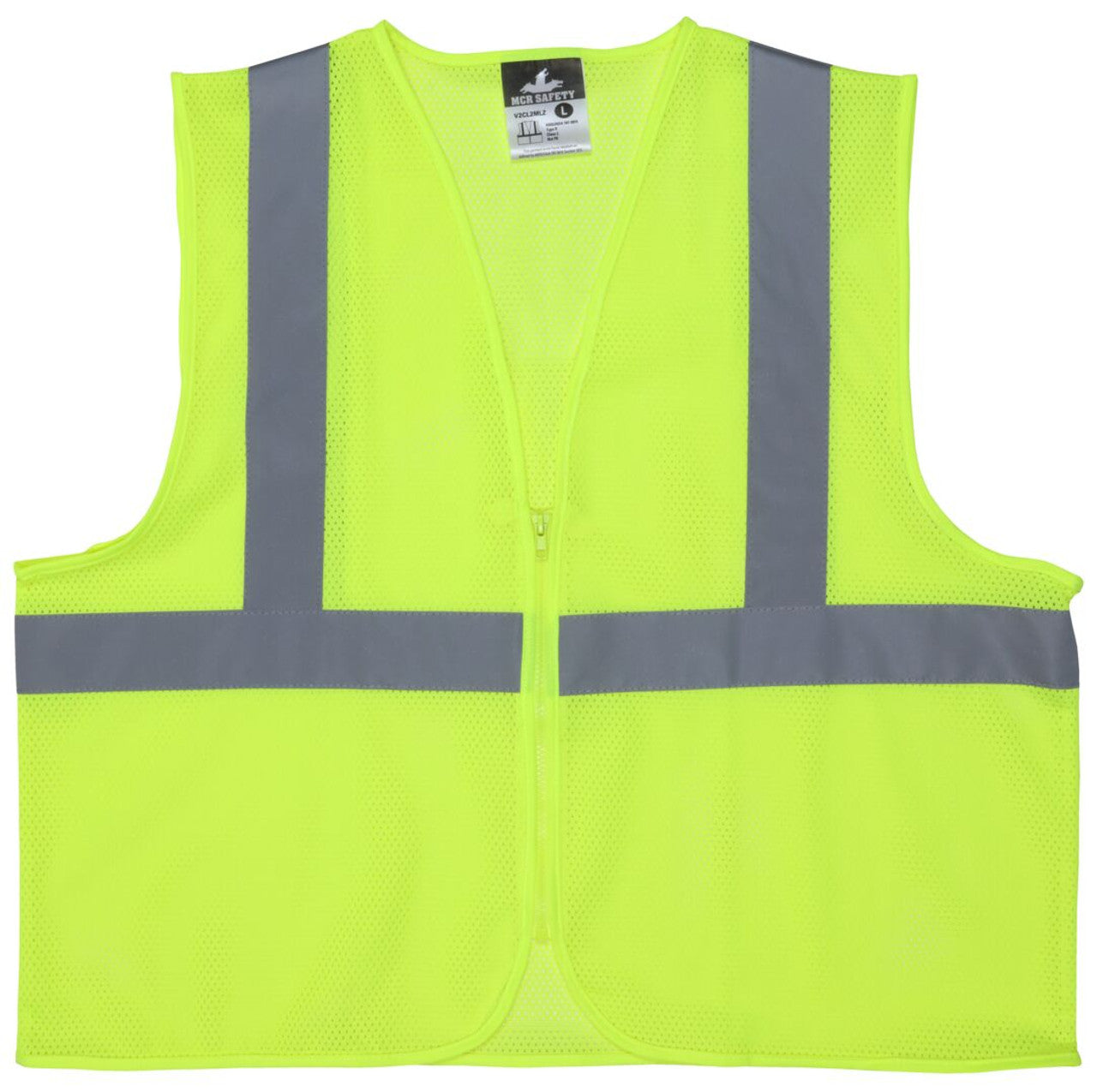 MCR Hi-Vis Reflective Lime Safety Vest - Meets ANSI/ISEA 107 2020 Standard - Type R Class 2 Compliant