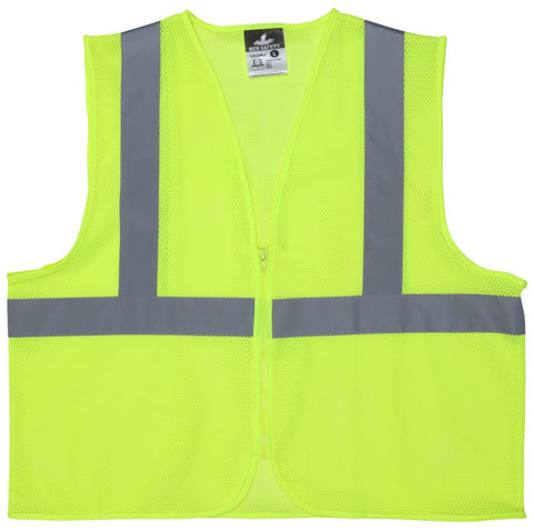 MCR Hi-Vis Reflective Lime Safety Vest - Meets ANSI/ISEA 107 2020 Standard - Type R Class 2 Compliant