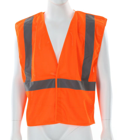MCR Hi-Vis Orange Safety Vest - 2 Inch Silver Reflective Stripes - Mesh Fabric - Meets ANSI/ISEA 107 2020 Standard - Type R Class 2 Compliant