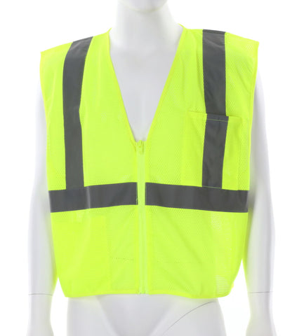 MCR Hi-Vis Lime Safety Vest - 2 Inch Silver Reflective Stripes - Meets ANSI/ISEA 107 Hi-Visibility Standards - Type R Class 2 Compliant