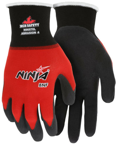 MCR Ninja® BNF Work Gloves - 18 Gauge Nylon / Spandex Shell - NFT® Palm and Fingertip Coated - Box of 12