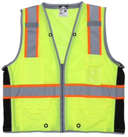 MCR Hi-Vis Reflective Lime Safety Vest - Trimmed with Silver Reflective Material - Meets ANSI/ISEA 107 2020 Standard - Type R Class 2 Compliant