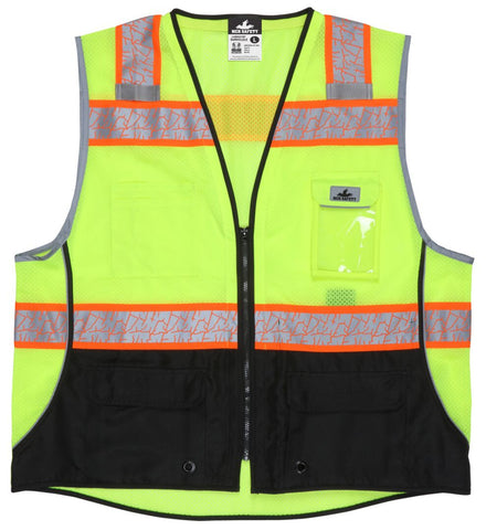 MCR Hi-Vis Reflective Lime Safety Vest - Trimmed with Silver Reflective Binding - Meets ANSI/ISEA 107 2020 Standard - Type R Class 2 Compliant