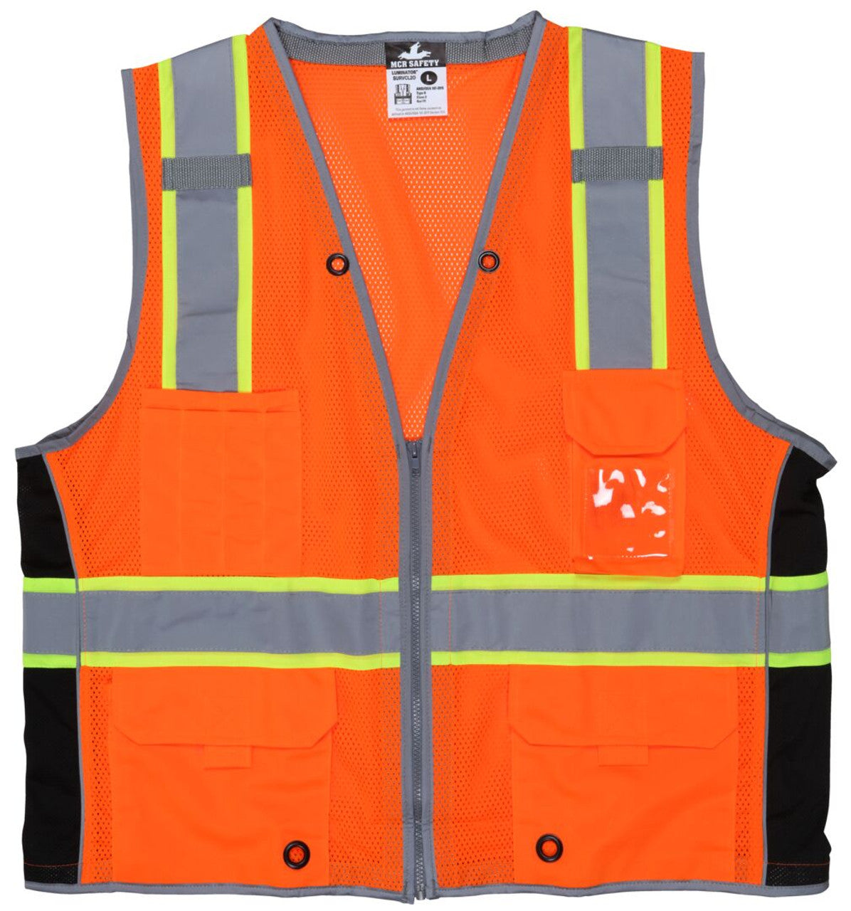 MCR Hi-Vis Mesh Reflective Orange Safety Vest - Trimmed with Silver Reflective Binding - Meets ANSI/ISEA 107 2020 Standard - Type R Class 2 Compliant