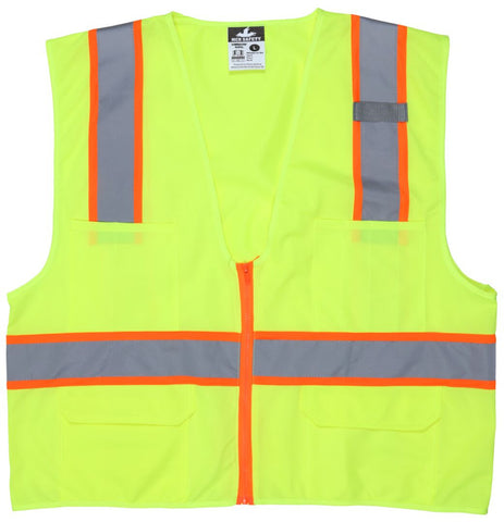 MCR Hi-Vis Reflective Lime Safety Vest - Meets ANSI/ISEA 107 2020 Standard - Type R Class 2 Compliant