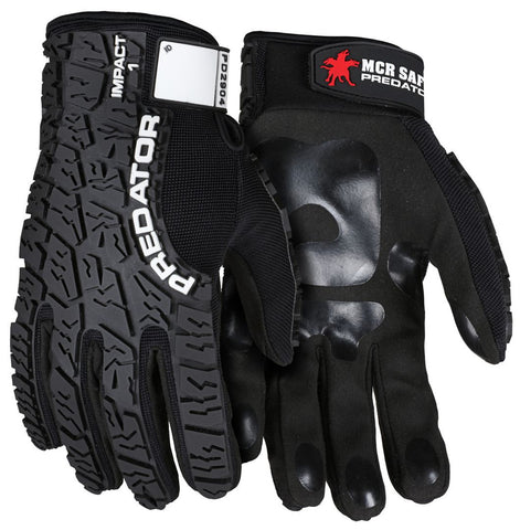 MCR Predator® Mechanics Gloves - Synthetic Leather Palm - Tire Tread Pattern TPR Back of Hand Protection - Adjustable Wrist Closure with ID Pad - Box of 12
