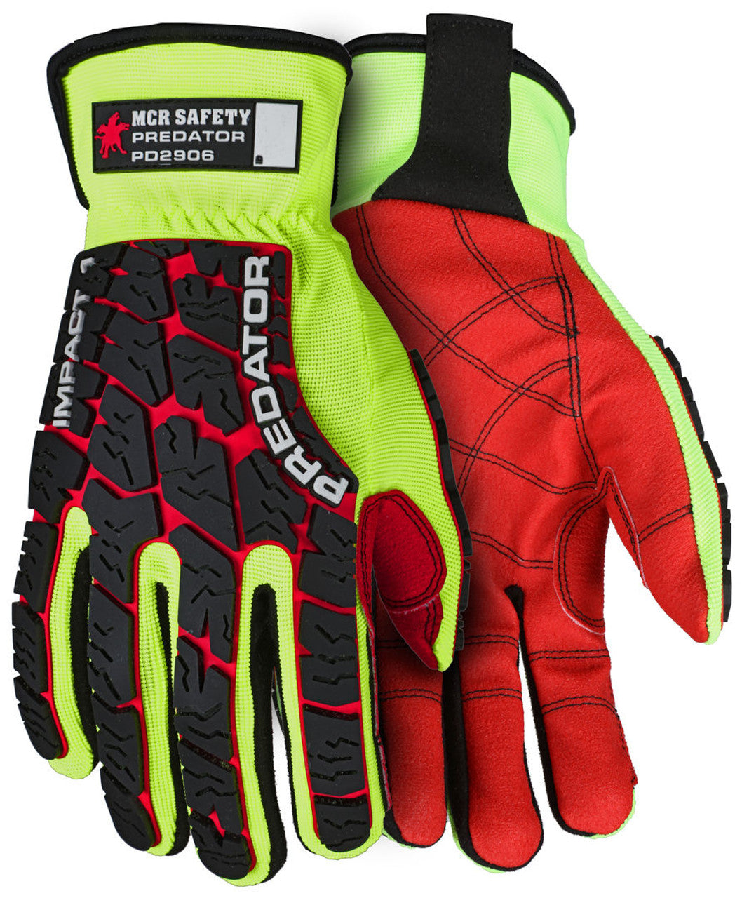 MCR Predator® Mechanics Work Gloves - Textured PVC Coated Palm - Tire Tread Pattern TPR Back-of-Hand Protection - Box of 12