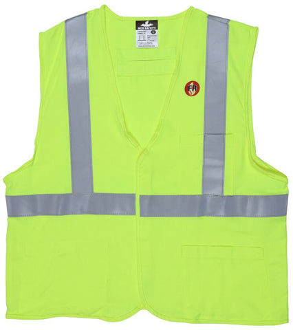 MCR Flame Resistant (FR) Safety Vest Class 2 Modacrylic / Aramid Blend 2 Inch Silver Stripes ARC rating of 5.4 cal / cm 2