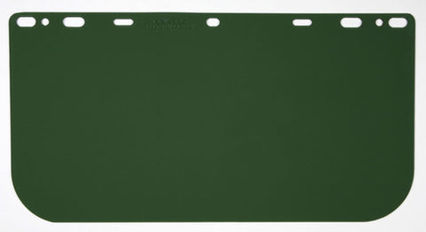 MCR Universal Face Shield - Impact Resistant Polycarbonate Material - Medium Green - 8 Inches x 15.375 Inches - .040 Inches Thick - Box of 25 Part# 181541