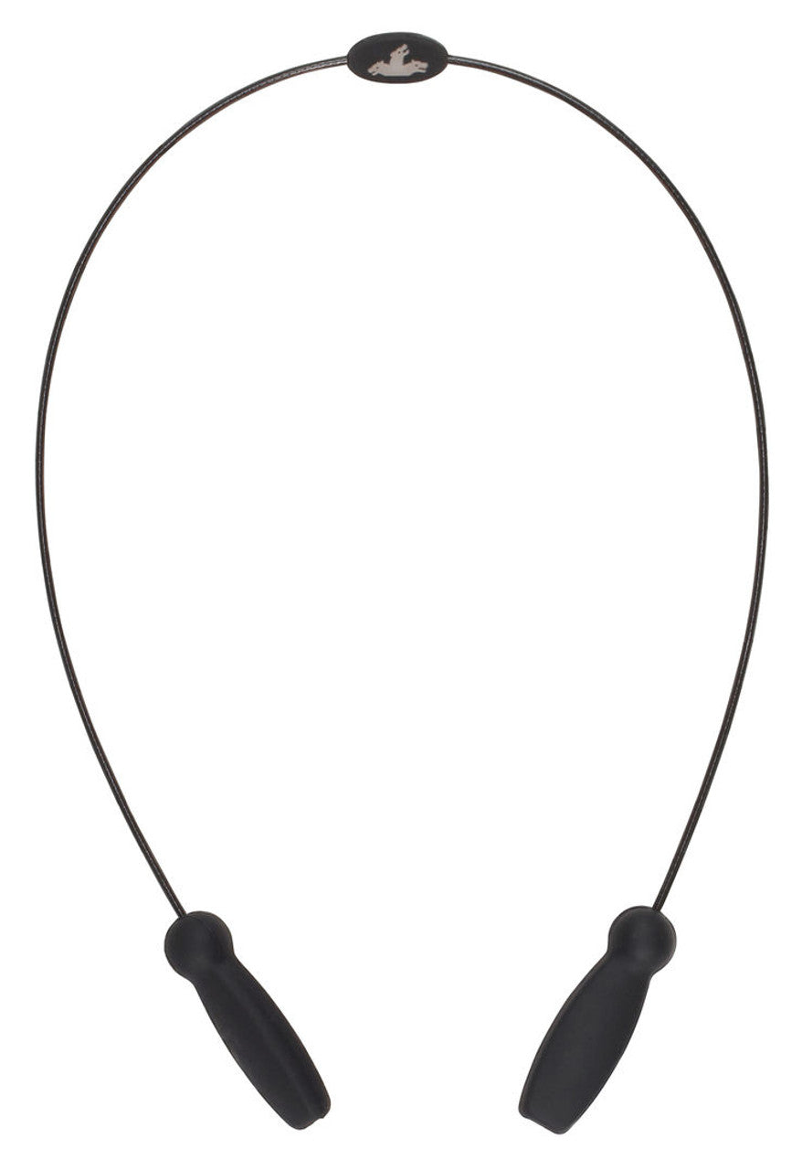 MCR Black Eyeglass Cord / Lanyard - Rubber Tips Slip Over Eyewear Temple Ends - Carbon Coated Metal Cable - 16½ Inch Non-Stretchable Length Part# 223