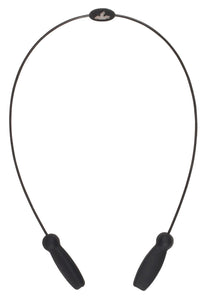 MCR Black Eyeglass Cord / Lanyard - Rubber Tips Slip Over Eyewear Temple Ends - Carbon Coated Metal Cable - 16½ Inch Non-Stretchable Length Part# 223