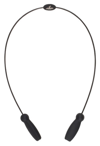 MCR Black Eyeglass Cord / Lanyard - Rubber Tips Slip Over Eyewear Temple Ends - Carbon Coated Metal Cable - 16½ Inch Non-Stretchable Length Part# 223