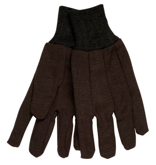 MCR Brown Jersey Work Gloves - Clute Pattern with Knit Wrist - 7-Ounce Cotton/Polyester Blend - Brown Jersey Gloves are Good for Laundering - Box of 12