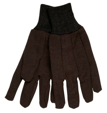 MCR Brown Jersey Work Gloves - Clute Pattern with Knit Wrist - 7-Ounce Cotton/Polyester Blend - Brown Jersey Gloves are Good for Laundering - Box of 12