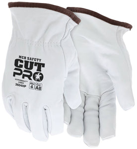 MCR Leather Drivers Work Gloves - Premium A Grade Goatskin Leather - Lined with HyperMax® HPPE Cut Resistant Material - Wing Thumb - Box of 12