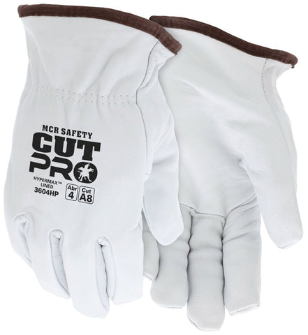 MCR Leather Drivers Work Gloves - Premium A Grade Goatskin Leather - Lined with HyperMax® HPPE Cut Resistant Material - Wing Thumb - Box of 12