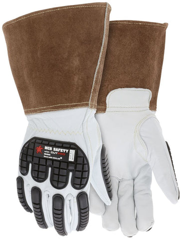 MCR Safety Welding Leather - Welding Work Gloves - Premium Grain Goatskin Leather - 5 Inch Split Cow Cuff - Box of 12&nbsp;