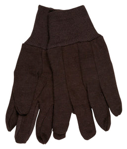 MCR Brown Jersey Work Gloves - Clute Pattern with Knit Wrist - 8 oz. Cotton Polyester Blend - Brown Jersey Gloves are Good for Laundering - Box of 12