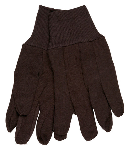 MCR Brown Jersey Work Gloves - Clute Pattern with Knit Wrist - 8 oz. Cotton Polyester Blend - Brown Jersey Gloves are Good for Laundering - Box of 12