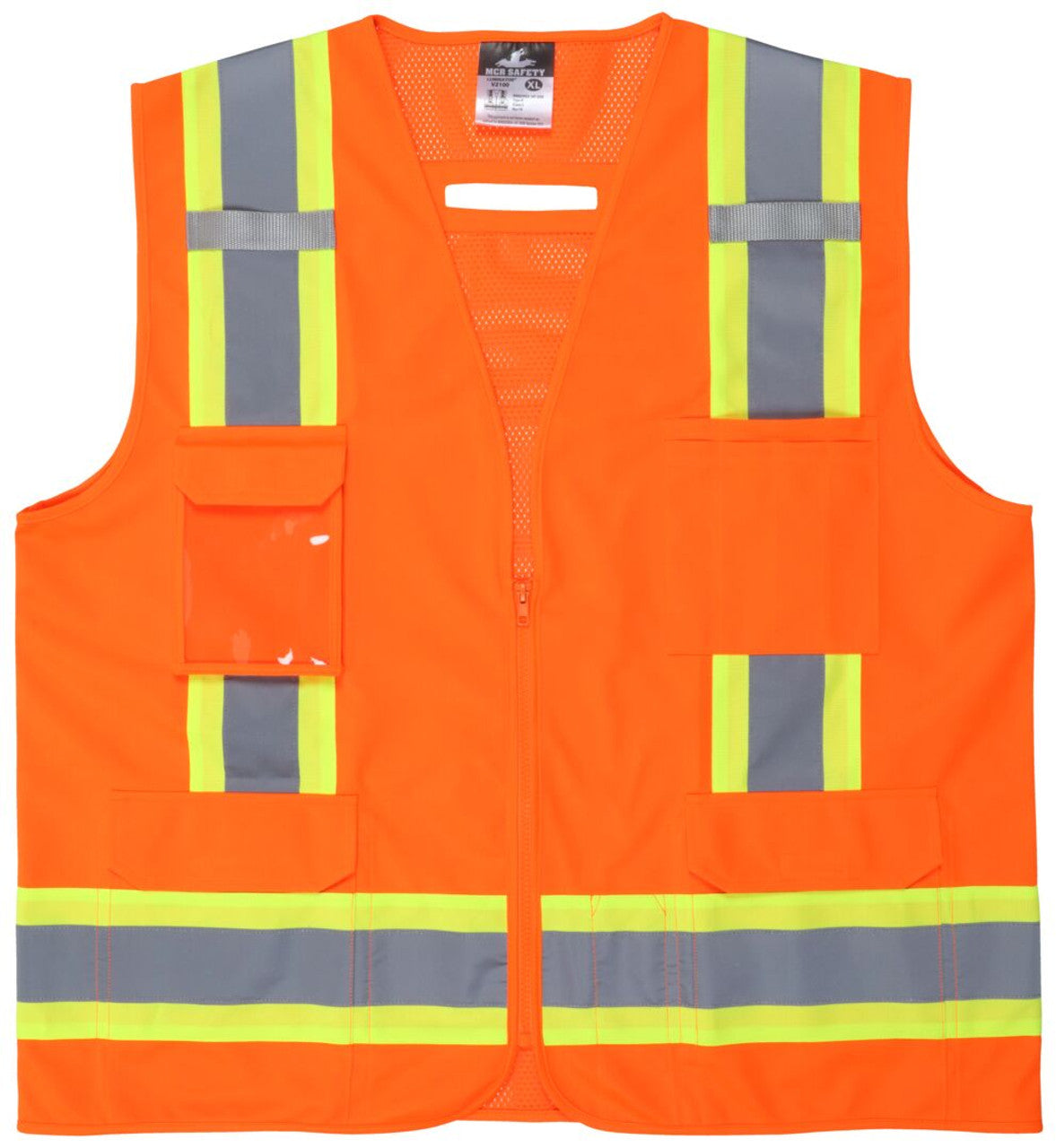 MCR Hi-Vis Orange Reflective Safety Vest - Meets ANSI/ISEA 107 2020 Standard - Type R Class 2 Compliant