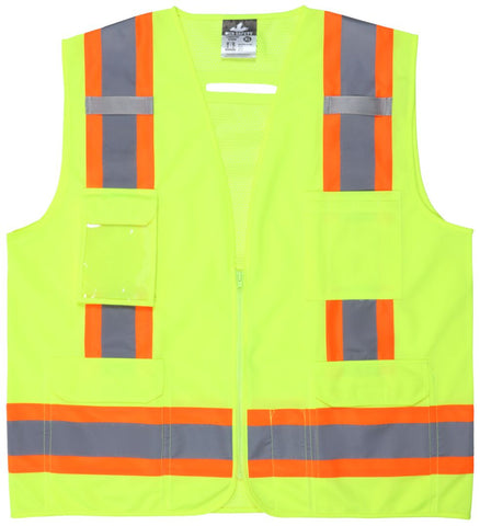 MCR Hi-Vis Lime Reflective Safety Vest - Meets ANSI/ISEA 107 2020 Standard - Type R Class 2 Compliant