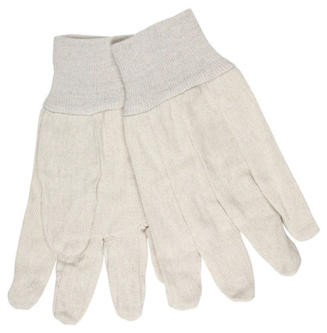 MCR White Canvas Work Gloves - Clute Pattern with Knit Wrist - Cotton Polyester Blend - Straight Thumb - 8 Ounce White Cotton Canvas Fabric - Box of 12