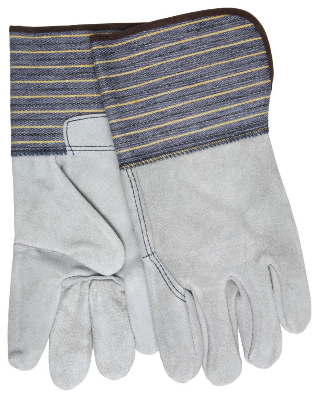 MCR Select B+ Grade Shoulder Leather - Split Leather Palm Work Gloves - 4.5 Inch Plasticized Gauntlet Cuff - Full Leather Back - Durable Leather Palm Work Glove with Full Leather Back and Extended Cuff - Vending Packaged - Case of 36