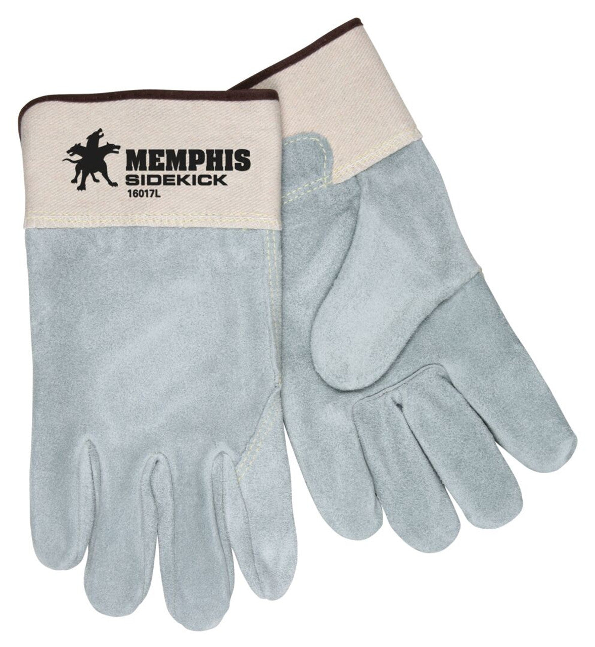 MCR Sidekick® Gloves - Full Leather Back - Premium A Grade Side Split Leather Palm Work Gloves - 2.5 Inch Rubberized Safety Cuff - Vending Packaged - Case of 36