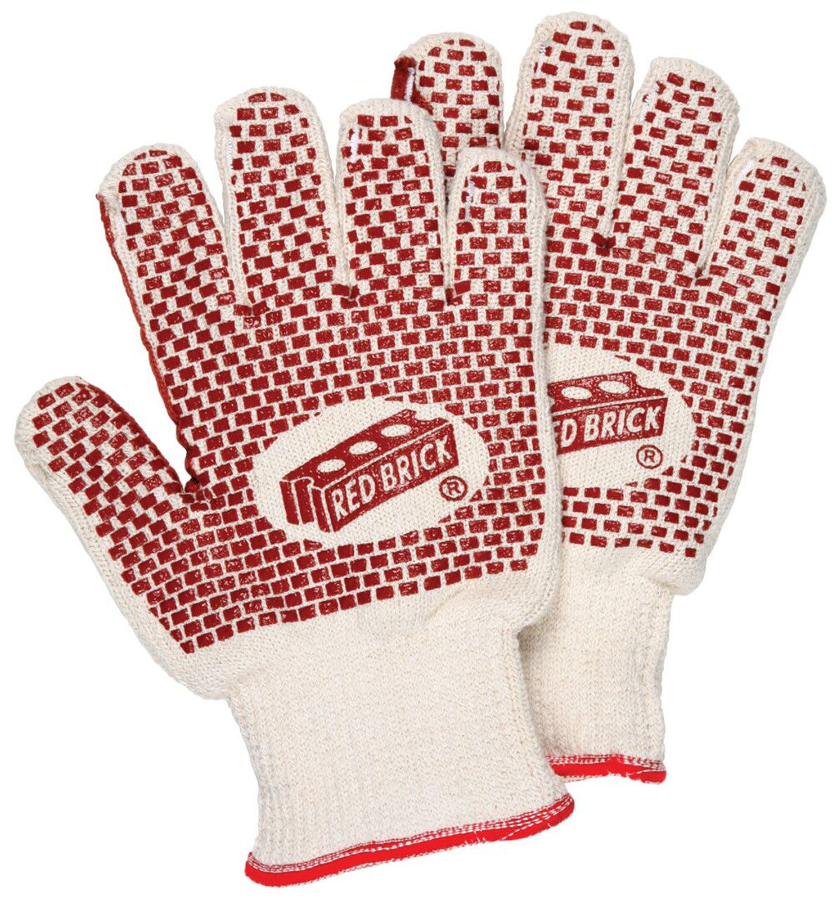 MCR Red Brick® Terrycloth Work Gloves - Heavyweight 2-Ply Construction - Loop-in Terrycloth - Nitrile Blocks on Two Sides - Heat-Resistant Gloves - Ladies Sizing - Vending Packaged - Case of 36