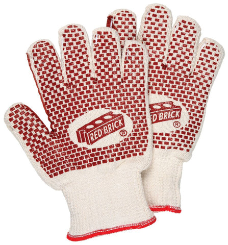 MCR Red Brick® Terrycloth Work Gloves - Heavyweight 2-Ply Construction - Loop-in Terrycloth - Nitrile Blocks on Two Sides - Heat-Resistant Gloves - Ladies Sizing - Vending Packaged - Case of 36