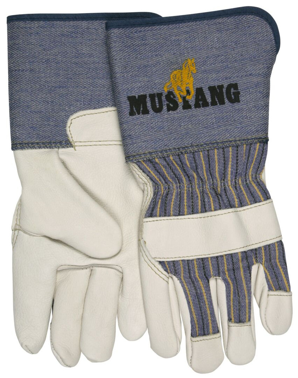 MCR Mustang Gloves - Premium S Grade Grain Leather Palm - 4.5 Inch Rubberized Gauntlet Cuff - Vending Packaged - Case of 36