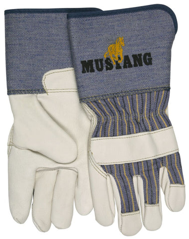 MCR Mustang Gloves - Premium S Grade Grain Leather Palm - 4.5 Inch Rubberized Gauntlet Cuff - Vending Packaged - Case of 36